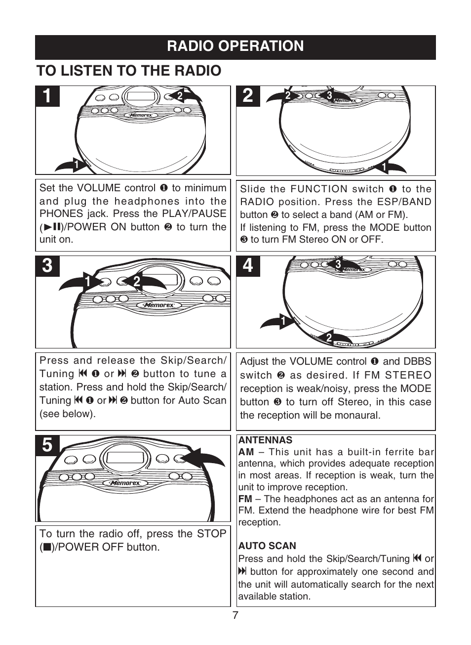 Radio operation | Memorex MD6882 User Manual | Page 8 / 19