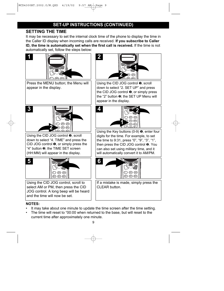 Set-up instructions (continued) setting the time | Memorex MCD4300BT User Manual | Page 10 / 37