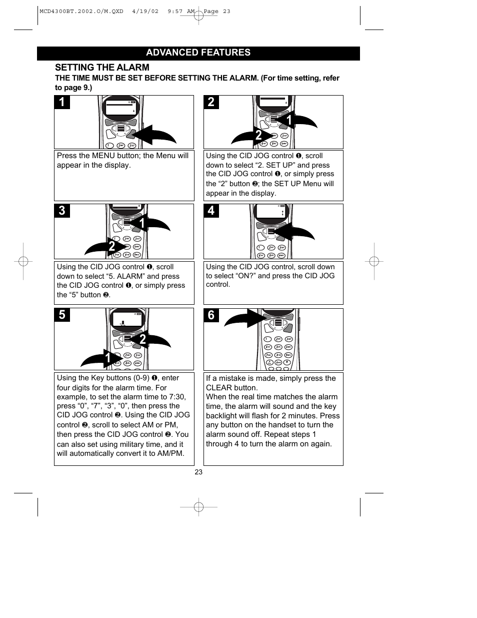 Advanced features setting the alarm | Memorex MCD4300BT User Manual | Page 24 / 37