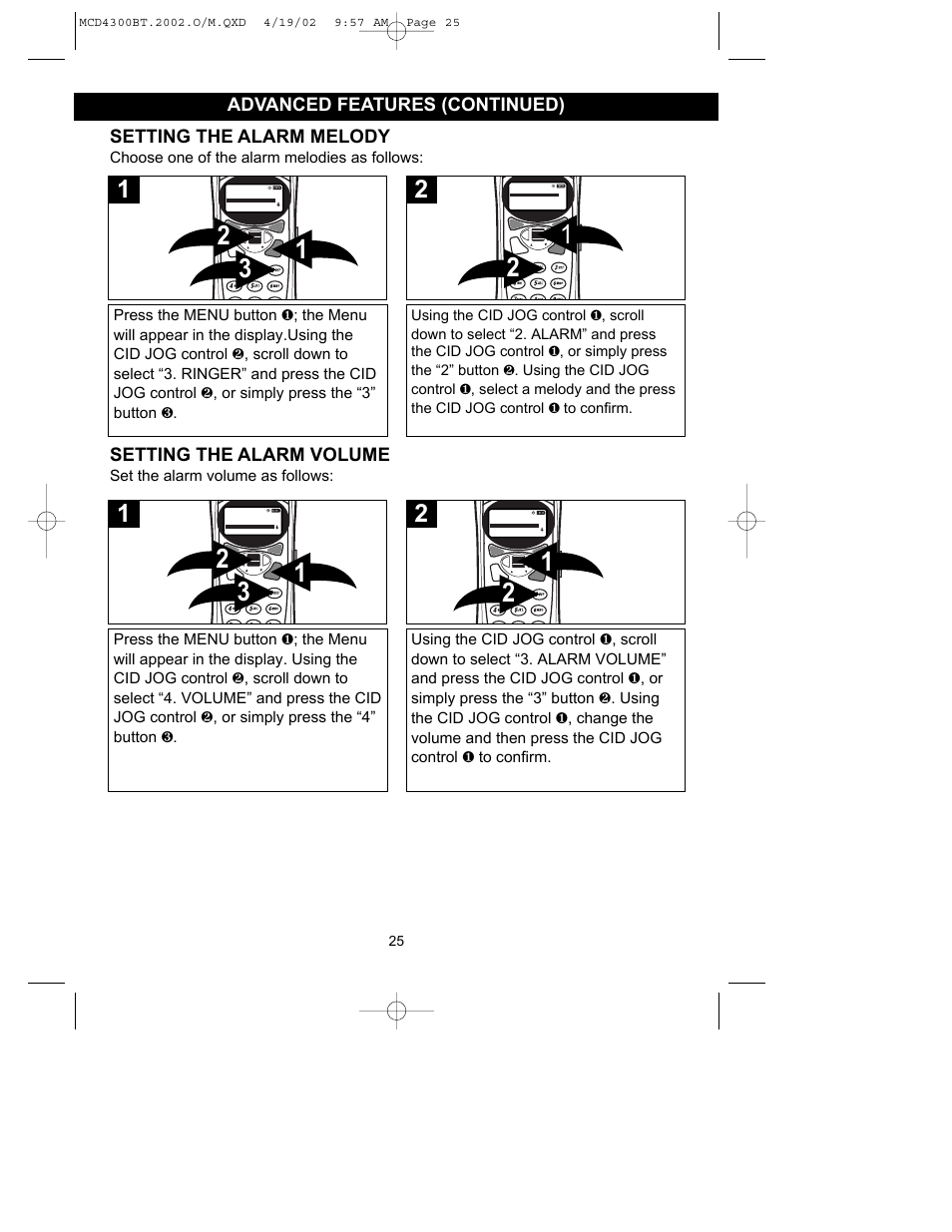 Setting the alarm volume | Memorex MCD4300BT User Manual | Page 26 / 37