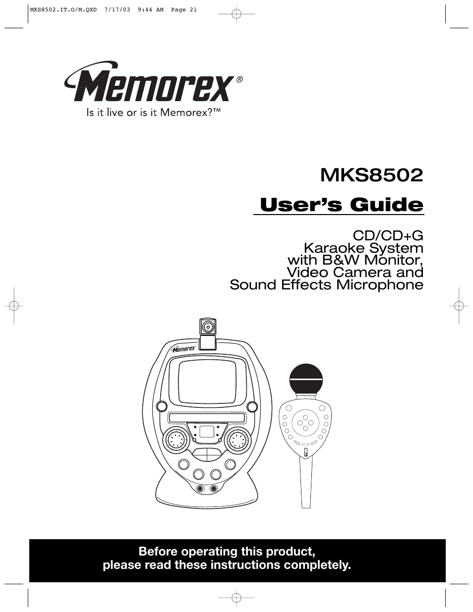 Memorex MKS8502 User Manual | 21 pages