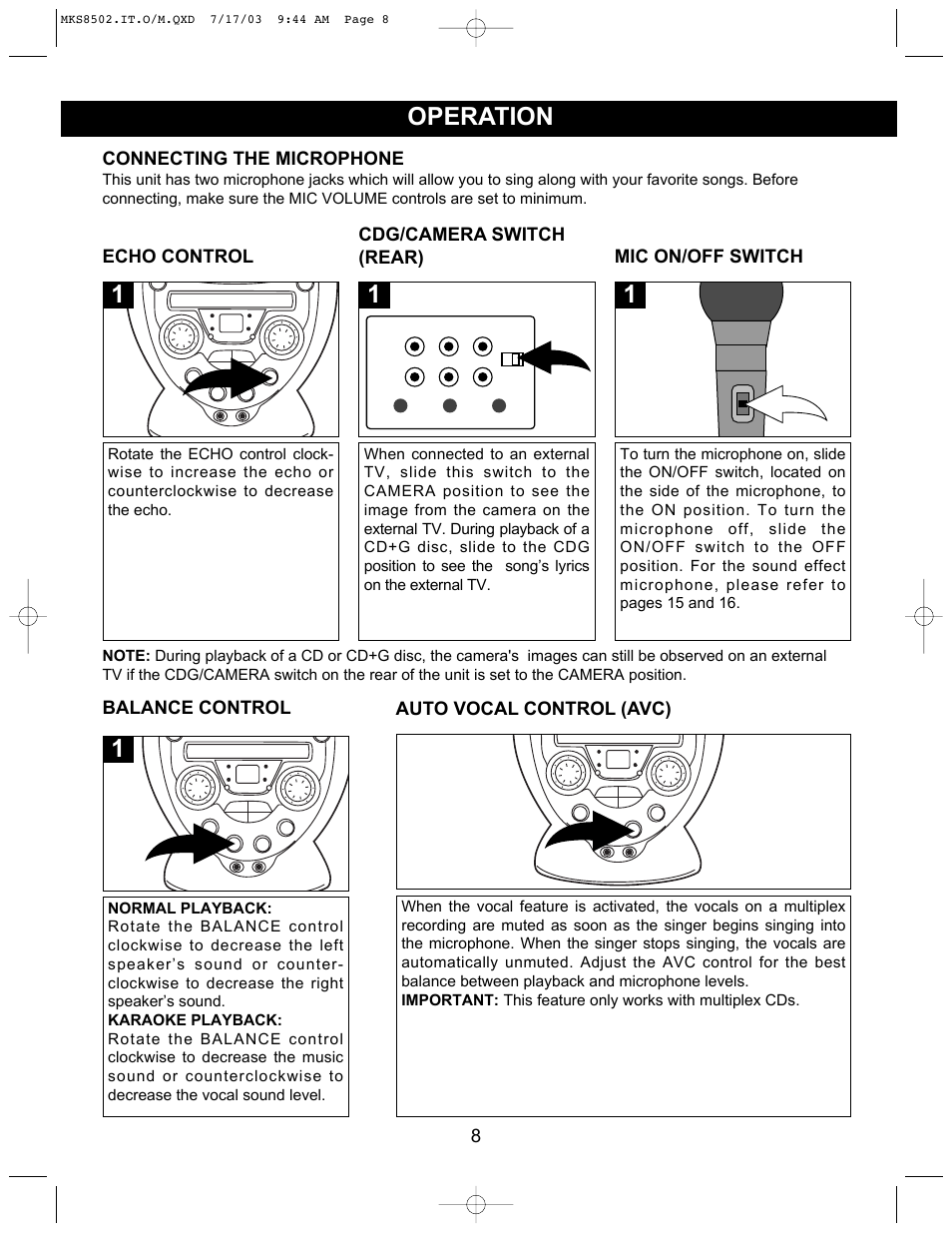 Operation | Memorex MKS8502 User Manual | Page 9 / 21