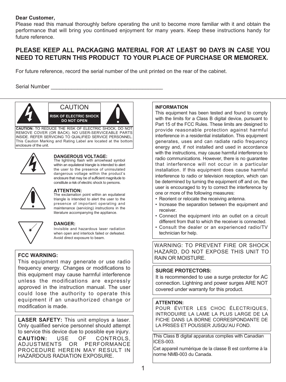 Caution | Memorex MKS8591 User Manual | Page 2 / 23