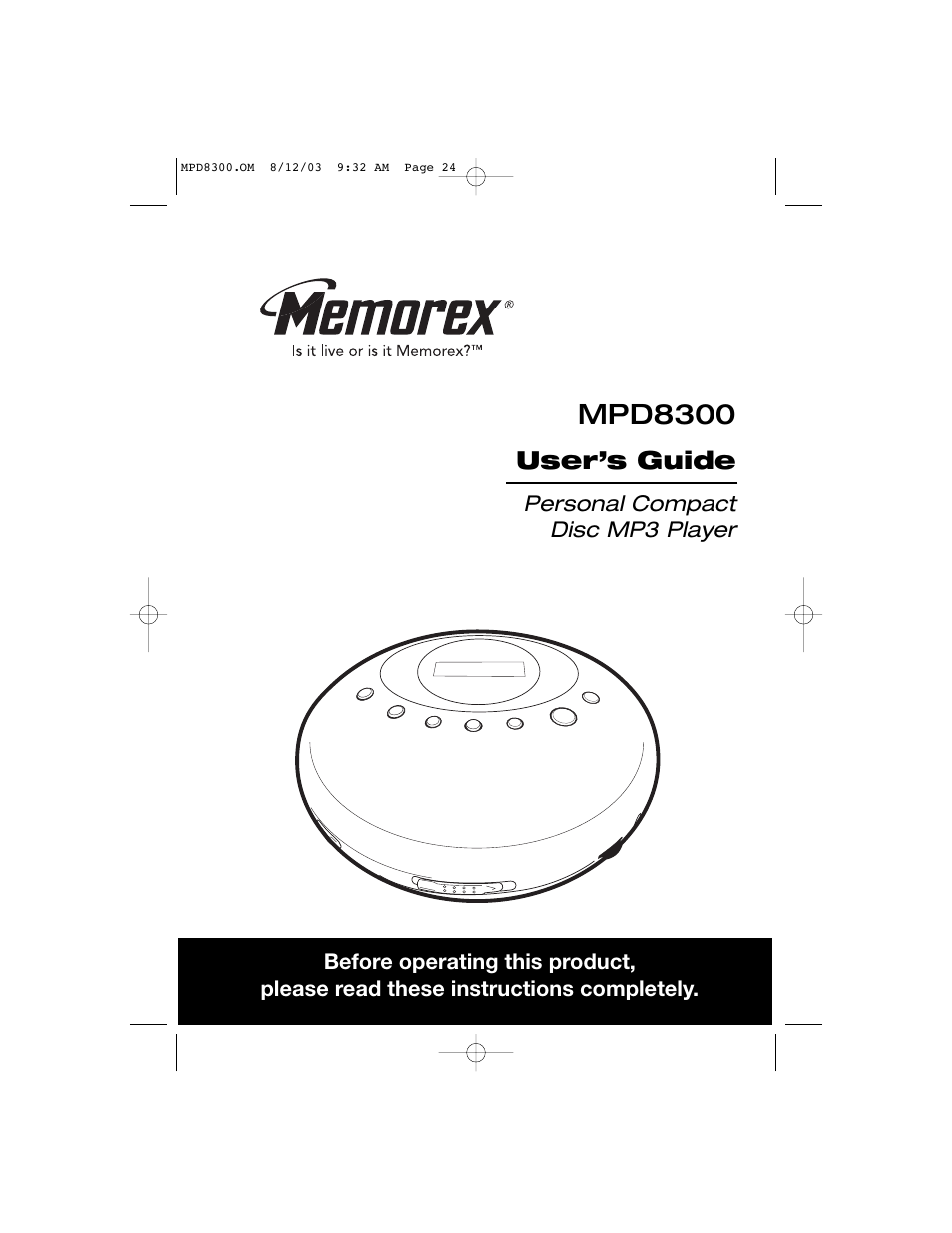 Memorex MPD8300 User Manual | 24 pages