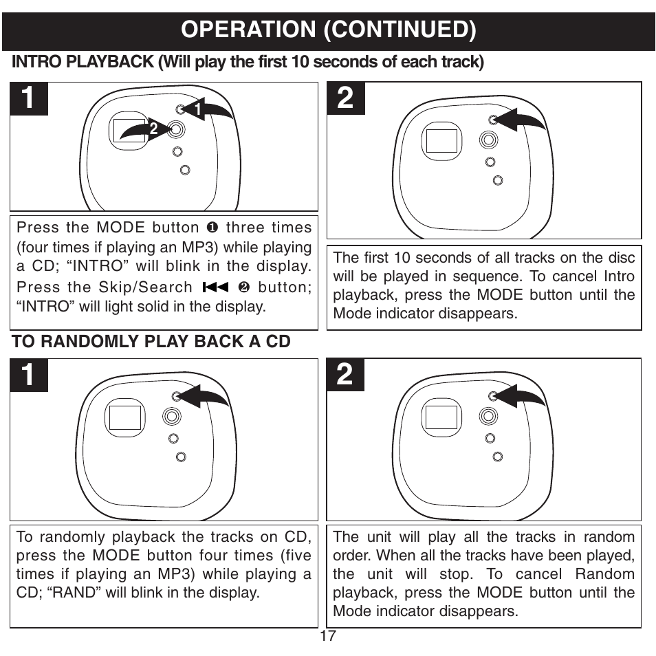 Operation (continued) | Memorex MPD8600 User Manual | Page 18 / 33