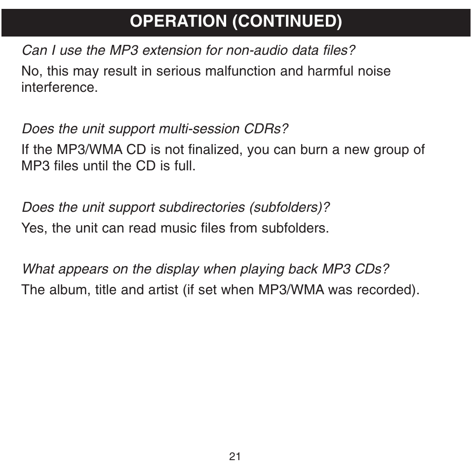 Operation (continued) | Memorex MPD8600 User Manual | Page 22 / 33