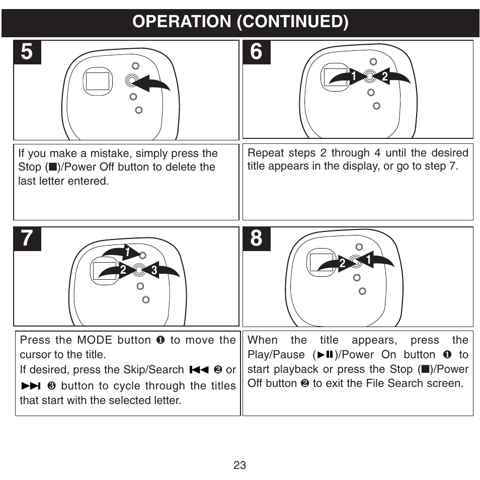 Operation (continued) | Memorex MPD8600 User Manual | Page 24 / 33