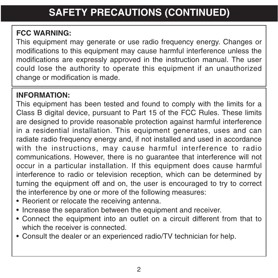 Safety precautions (continued) | Memorex MPD8600 User Manual | Page 3 / 33