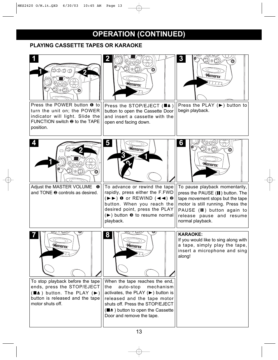 Operation (continued) | Memorex MKS2420 User Manual | Page 14 / 20