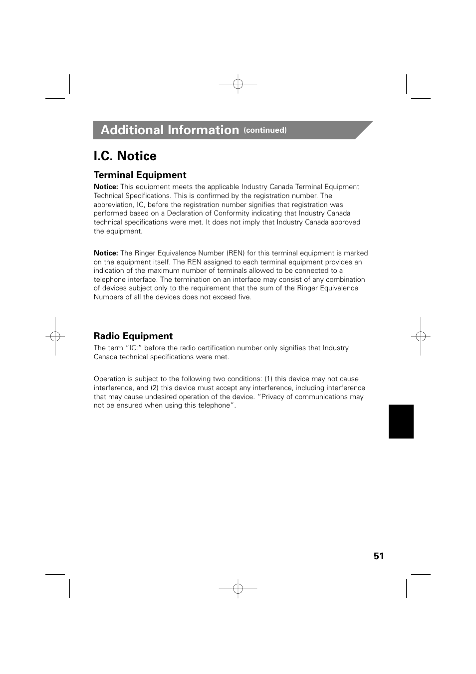 Additional information, I.c. notice | Memorex MPH6990 User Manual | Page 52 / 57