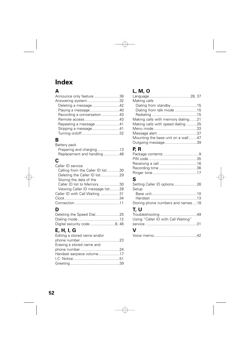 Index | Memorex MPH6990 User Manual | Page 53 / 57