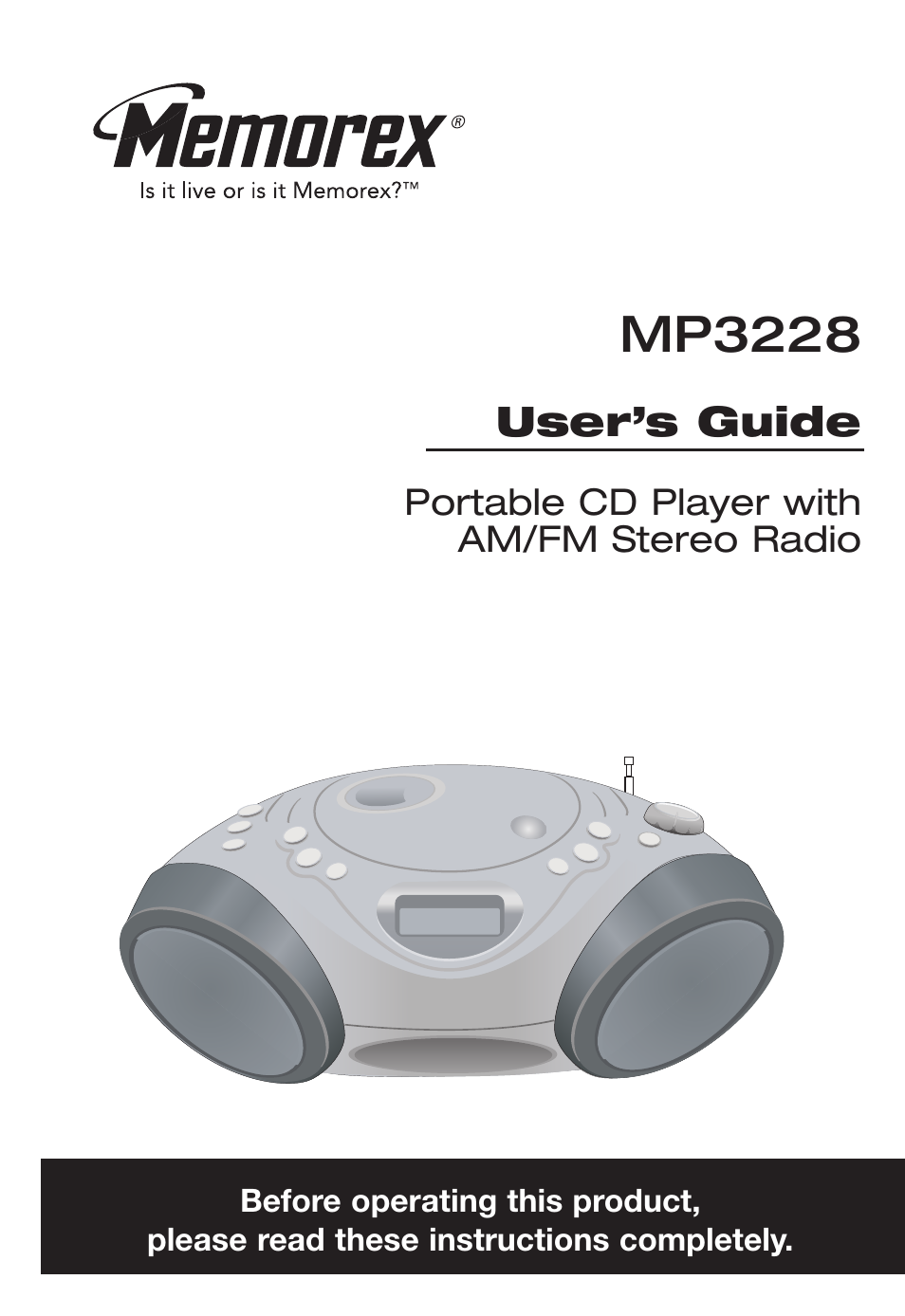 Memorex MP3228 User Manual | 20 pages