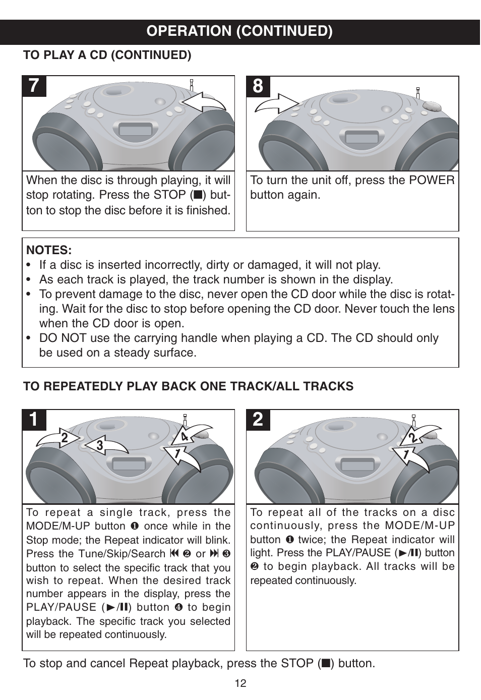 Operation (continued) | Memorex MP3228 User Manual | Page 13 / 20