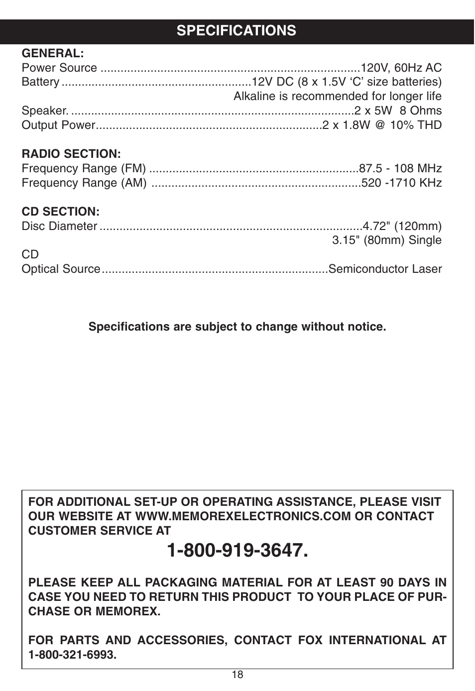 Memorex MP3228 User Manual | Page 19 / 20