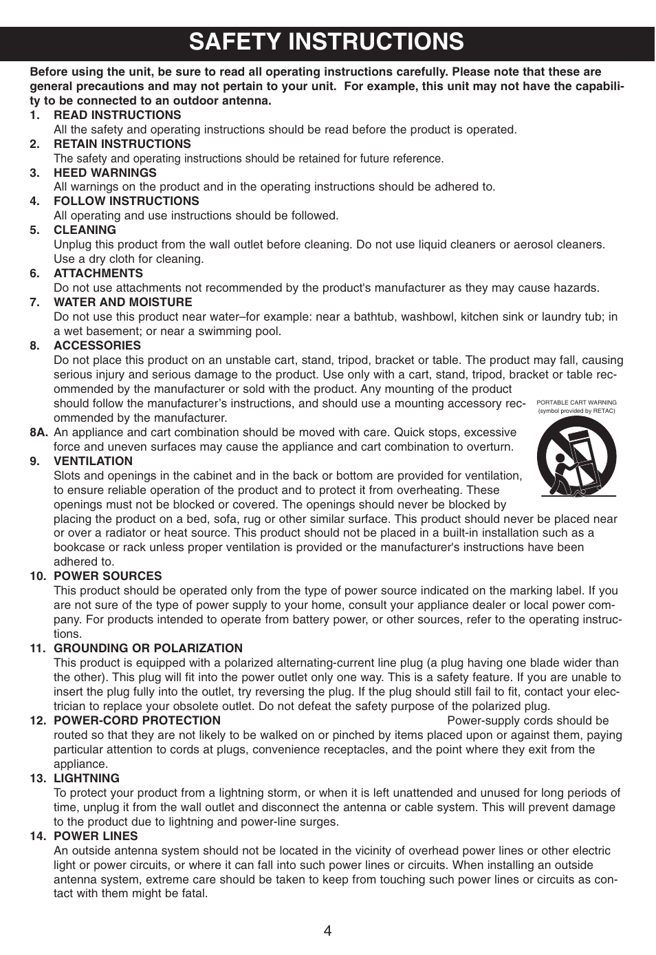 Safety instructions | Memorex MP3228 User Manual | Page 5 / 20