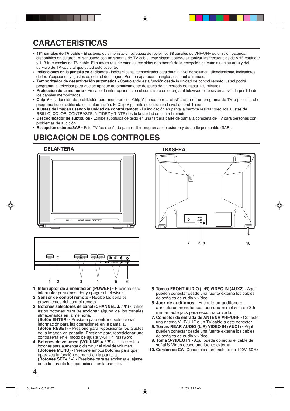 Caracteristicas ubicacion de los controles | Memorex MT2012 User Manual | Page 16 / 24