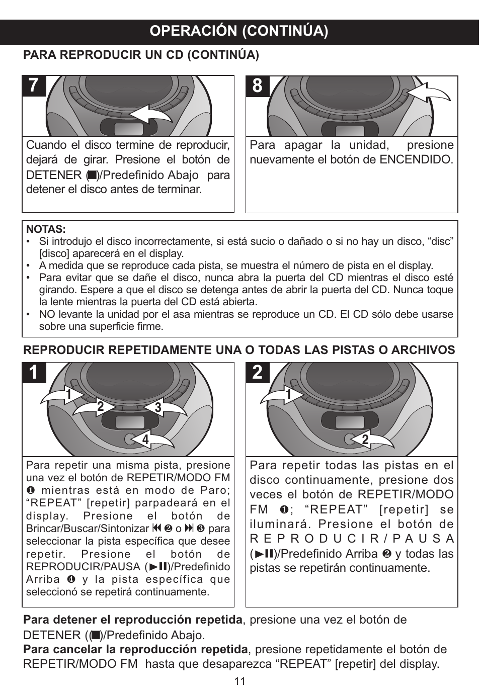 Operación (continúa) | Memorex MP3848 User Manual | Page 29 / 36