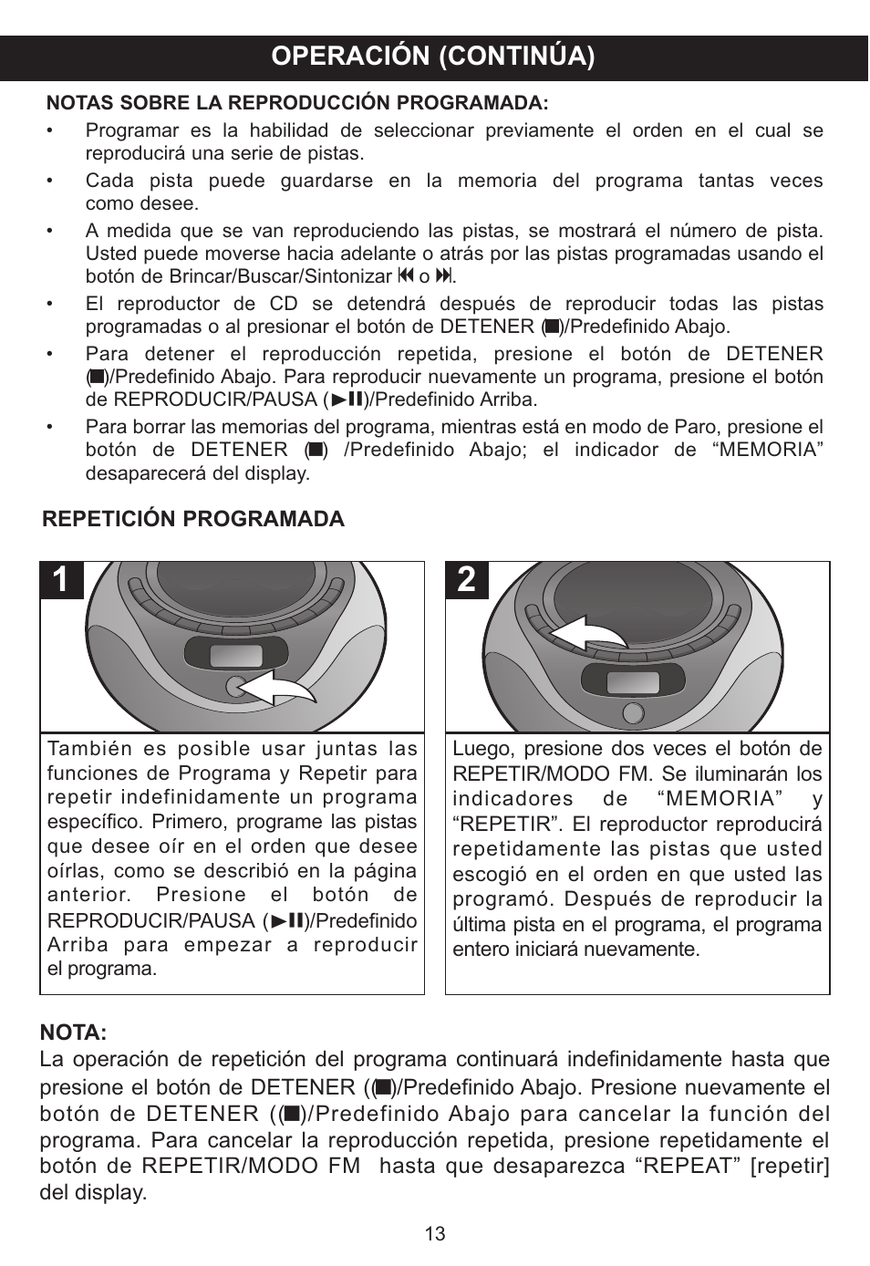 Operación (continúa) | Memorex MP3848 User Manual | Page 31 / 36