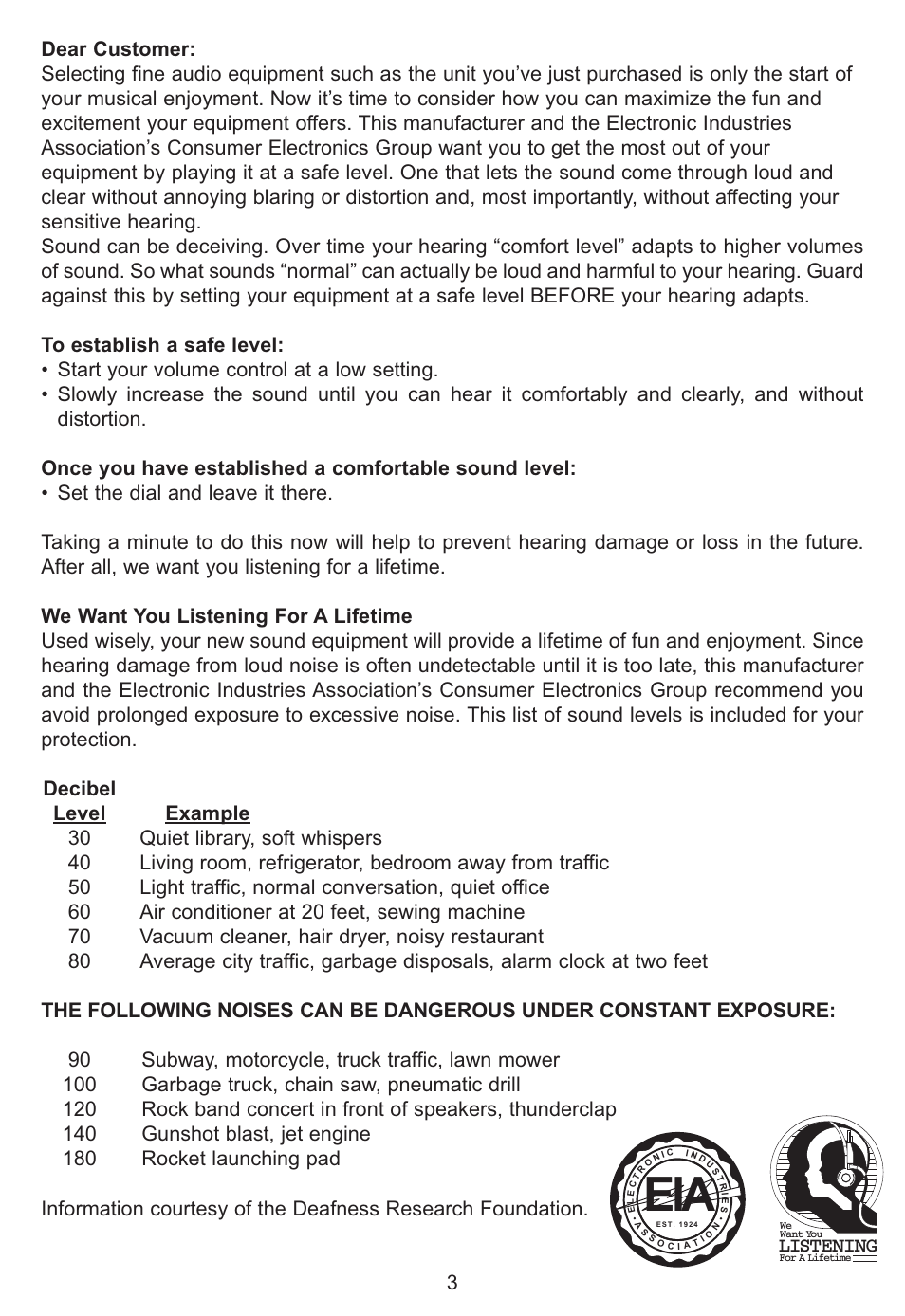 Listening | Memorex MP3848 User Manual | Page 4 / 36