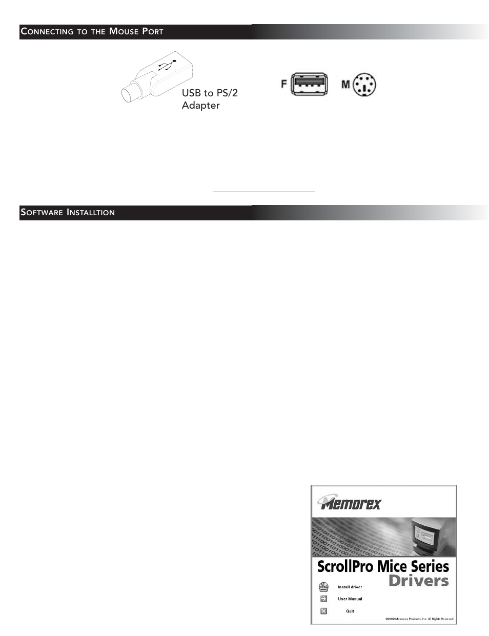 Usb to ps/2 adapter | Memorex SE User Manual | Page 2 / 4