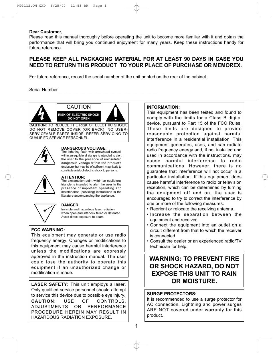 Memorex MP3112 User Manual | Page 2 / 14
