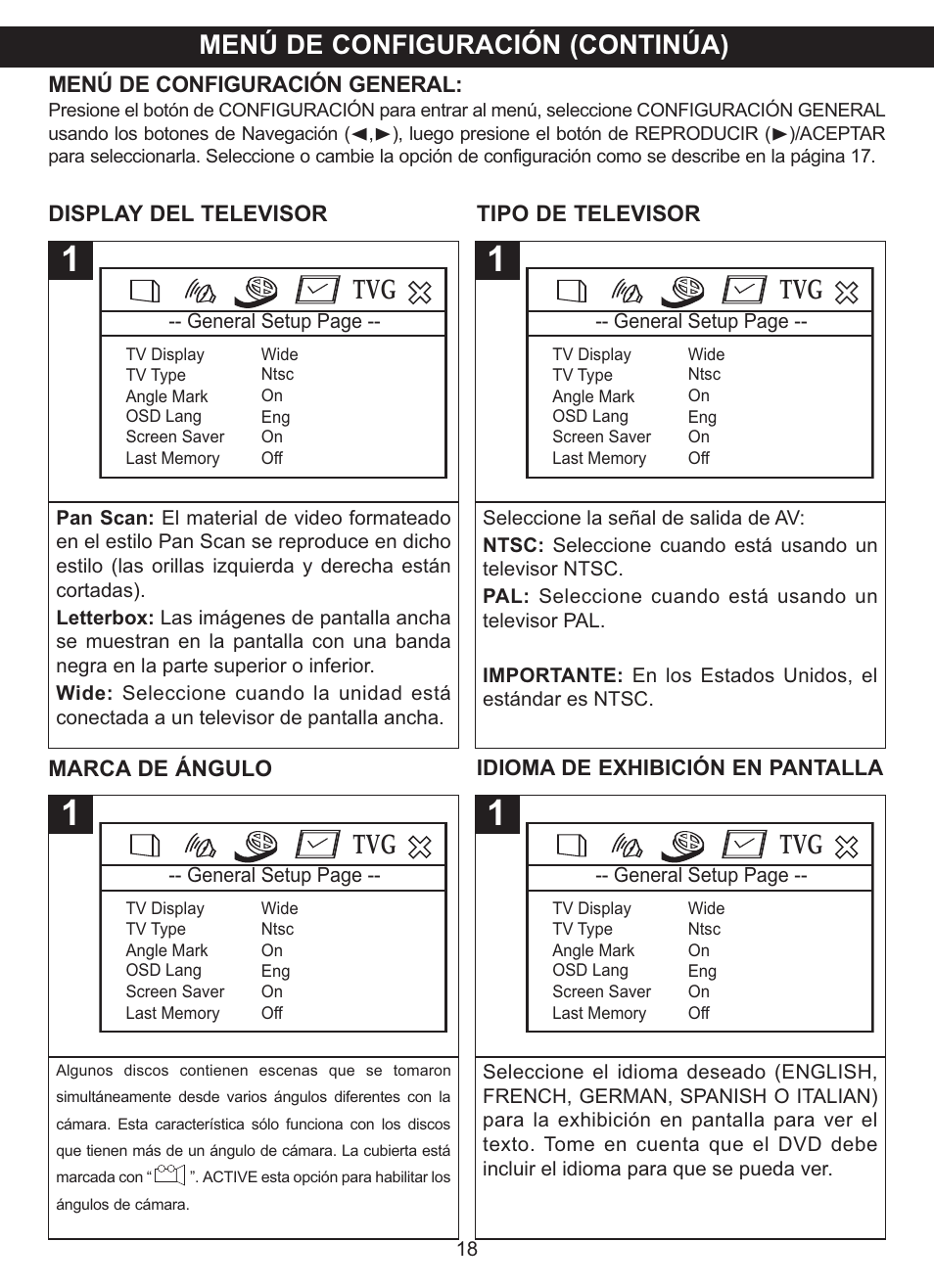 Menú de configuración (continúa) | Memorex MVDP1085 User Manual | Page 65 / 94