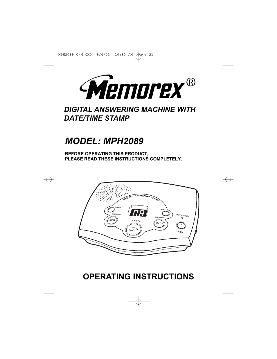 Memorex MPH2089 User Manual | 21 pages