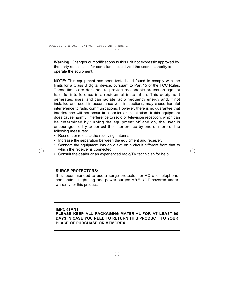 Memorex MPH2089 User Manual | Page 2 / 21