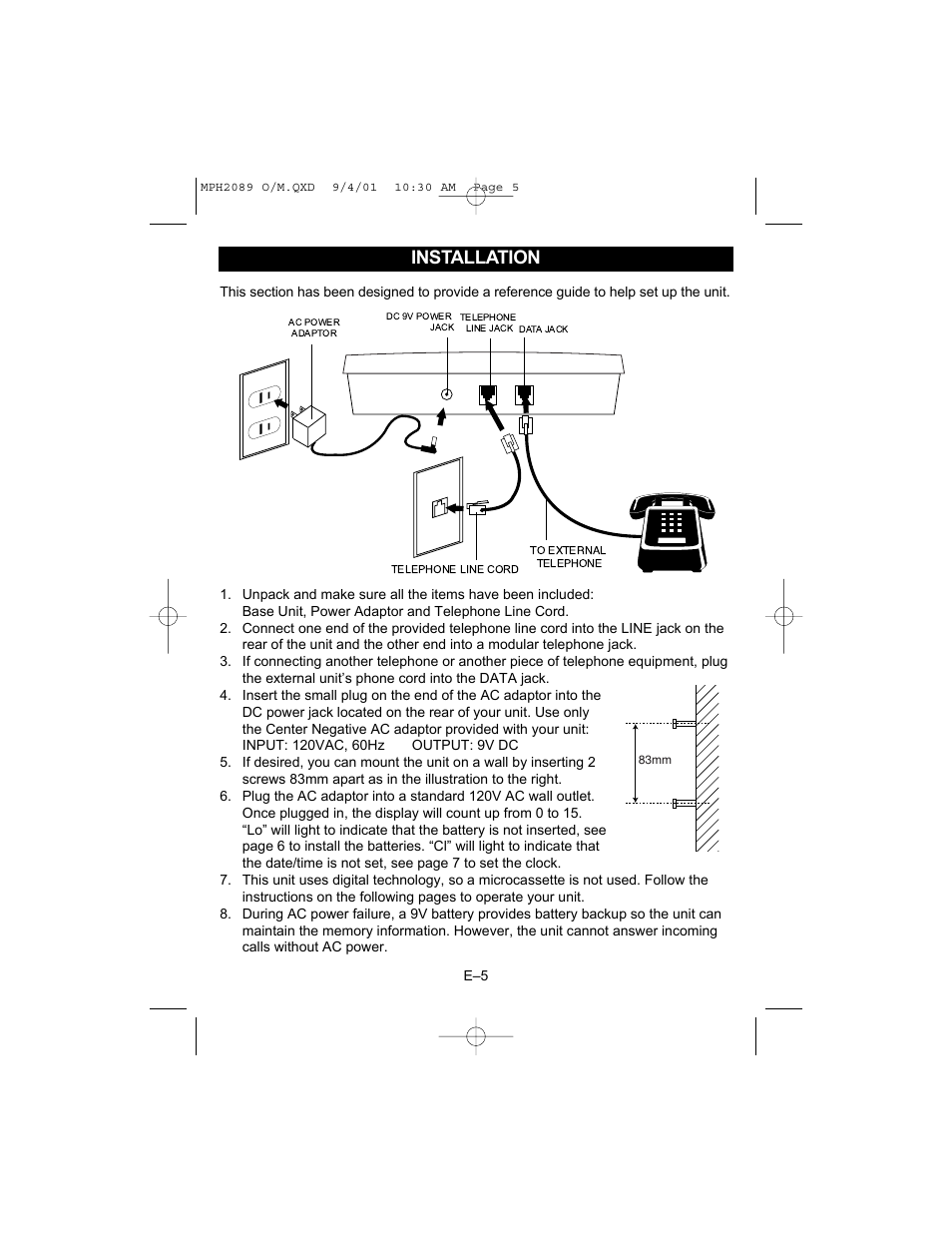 Installation | Memorex MPH2089 User Manual | Page 6 / 21