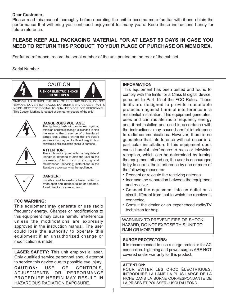 Caution | Memorex .MKS2422 User Manual | Page 2 / 40