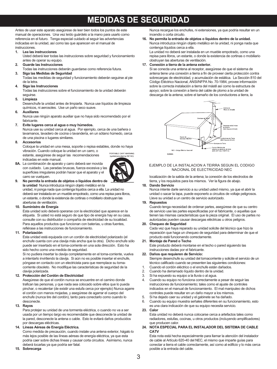 Medidas de seguridad | Memorex .MKS2422 User Manual | Page 24 / 40