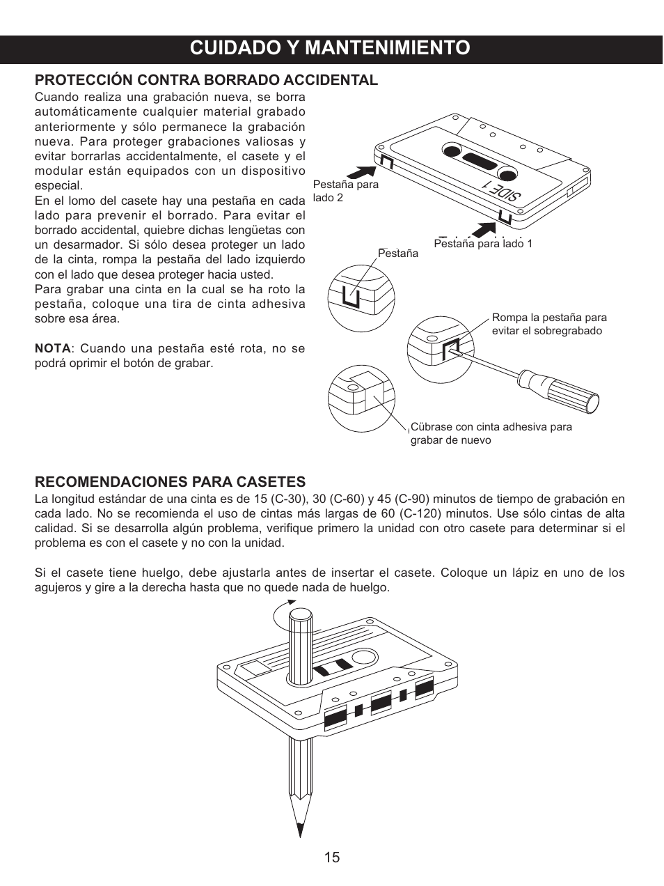 Cuidado y mantenimiento, Sid e1 | Memorex .MKS2422 User Manual | Page 36 / 40