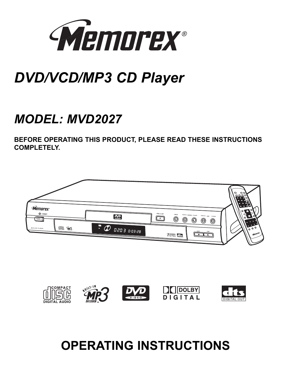 Memorex MVD2027 User Manual | 35 pages