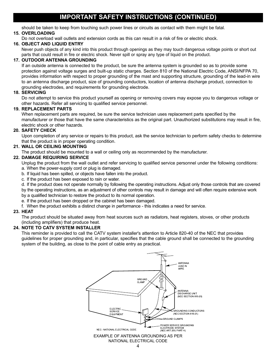 Important safety instructions (continued) | Memorex MVD2027 User Manual | Page 5 / 35