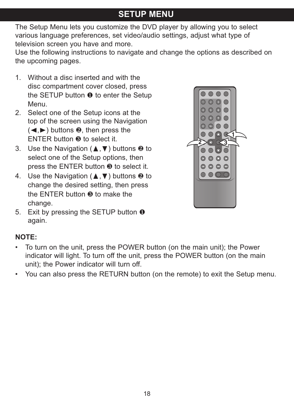 Setup menu | Memorex MVDP1076 User Manual | Page 19 / 44