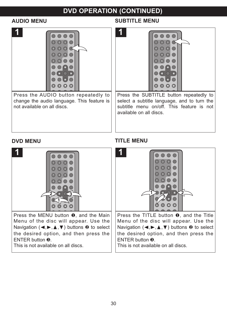 Dvd operation (continued) | Memorex MVDP1076 User Manual | Page 31 / 44