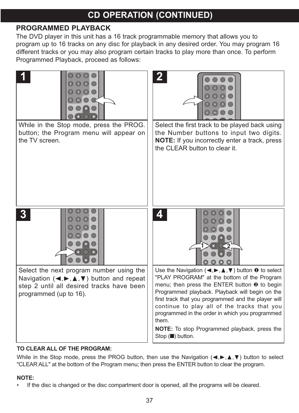 Cd operation (continued) | Memorex MVDP1076 User Manual | Page 38 / 44