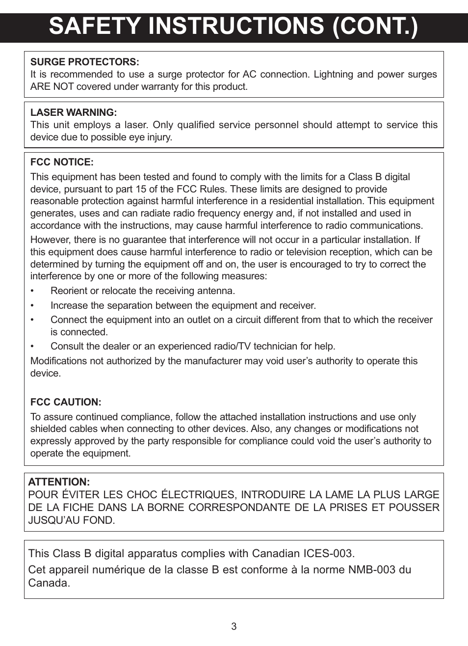 Safety instructions (cont.) | Memorex MVDP1076 User Manual | Page 4 / 44
