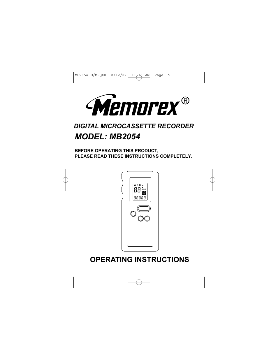Memorex MB2054 User Manual | 15 pages