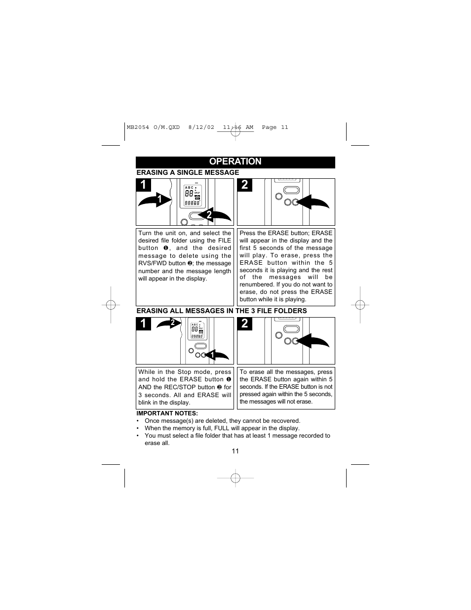 Operation | Memorex MB2054 User Manual | Page 12 / 15