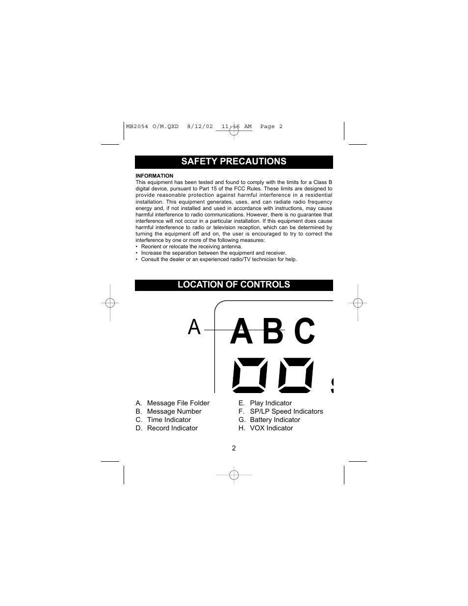 A b c | Memorex MB2054 User Manual | Page 3 / 15