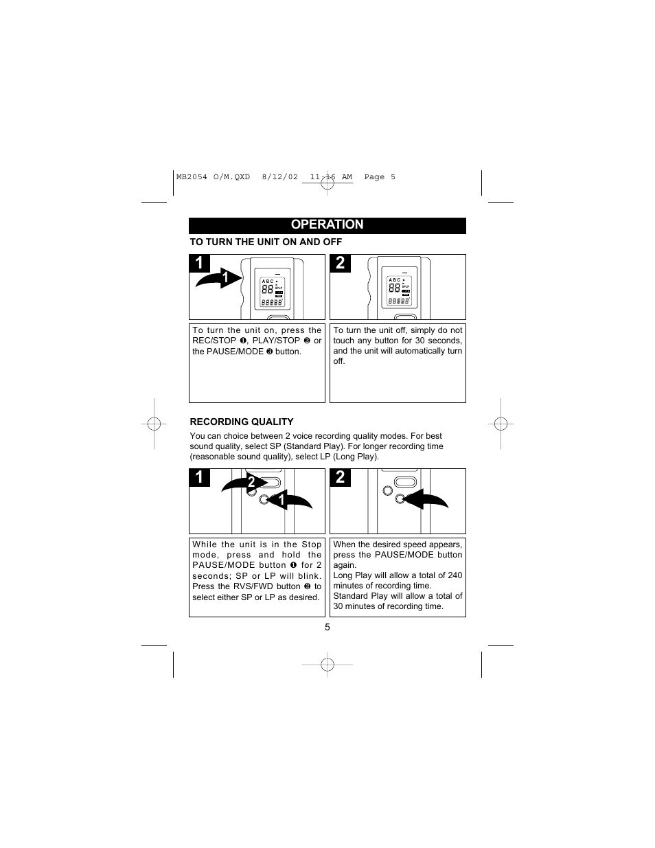 Operation | Memorex MB2054 User Manual | Page 6 / 15