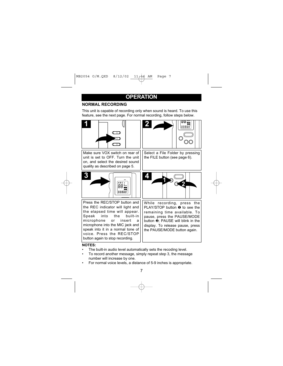 Operation | Memorex MB2054 User Manual | Page 8 / 15