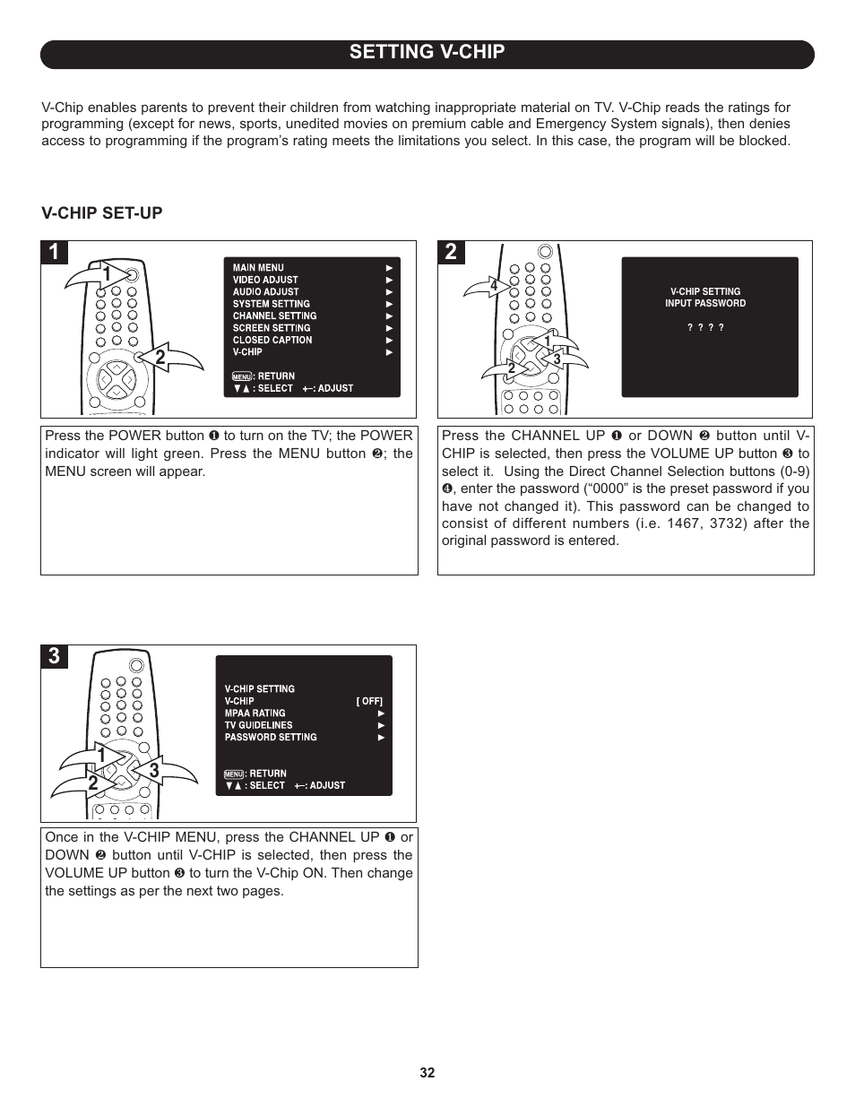 Setting v-chip | Memorex MT3010OM User Manual | Page 33 / 42