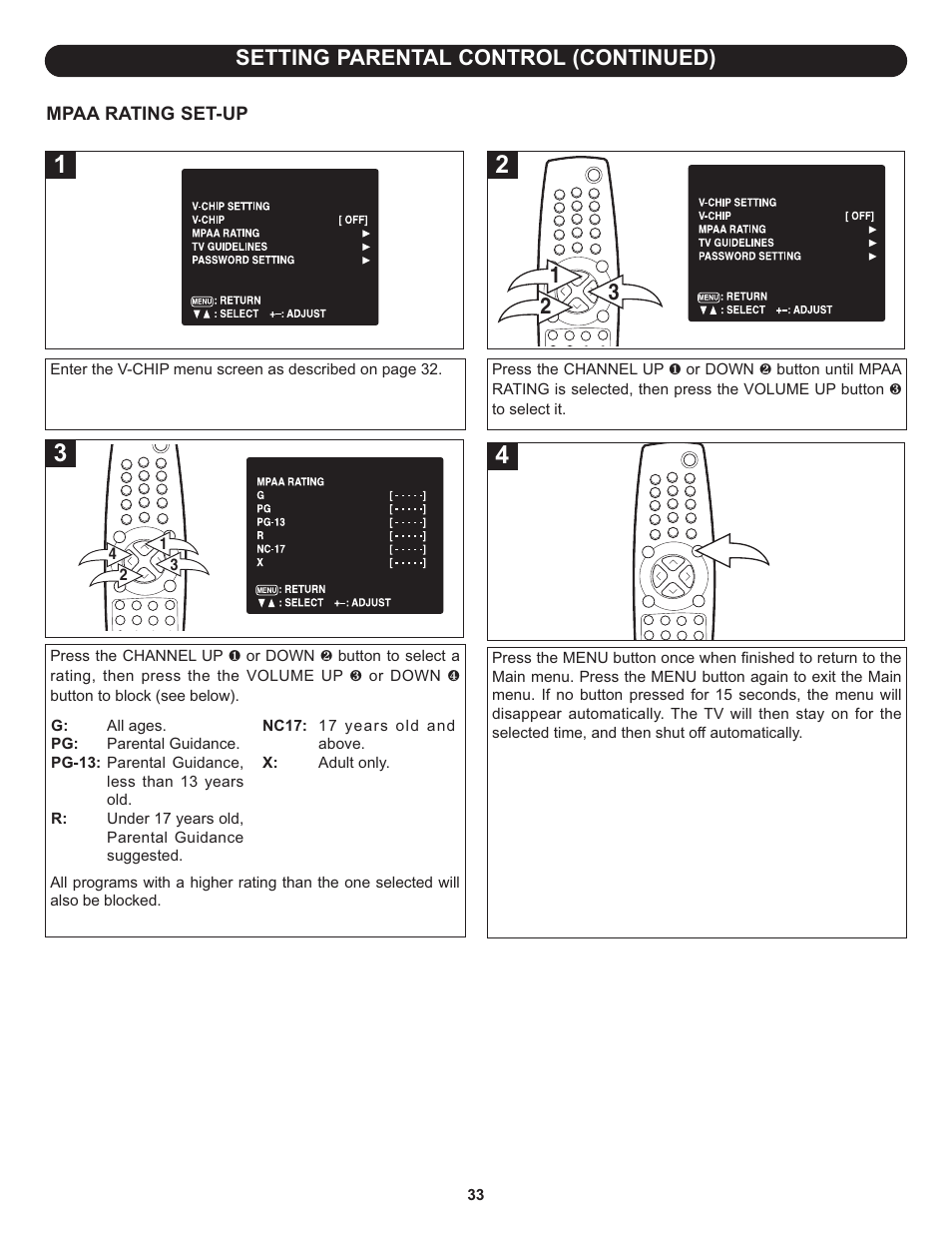 Setting parental control (continued) | Memorex MT3010OM User Manual | Page 34 / 42