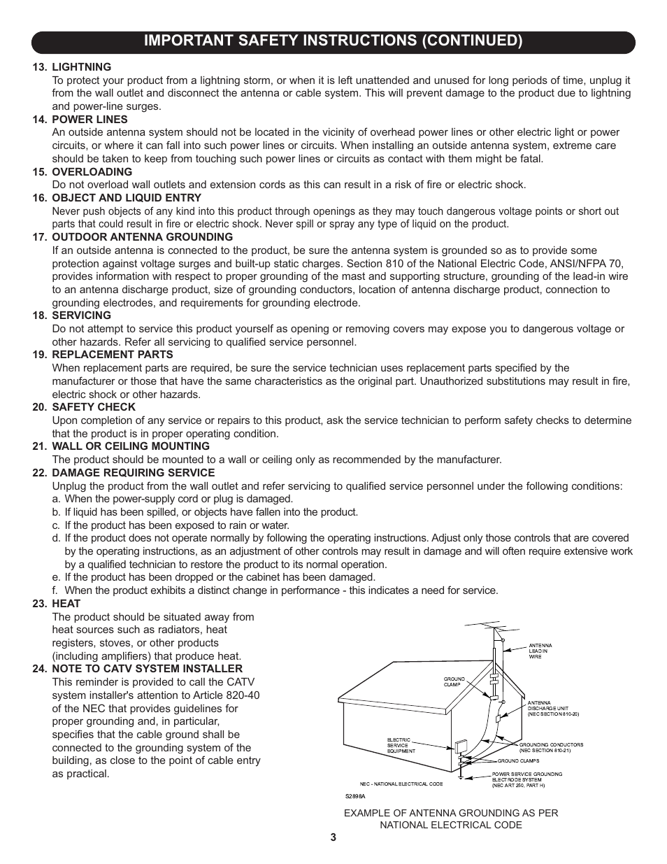 Important safety instructions (continued) | Memorex MT3010OM User Manual | Page 4 / 42