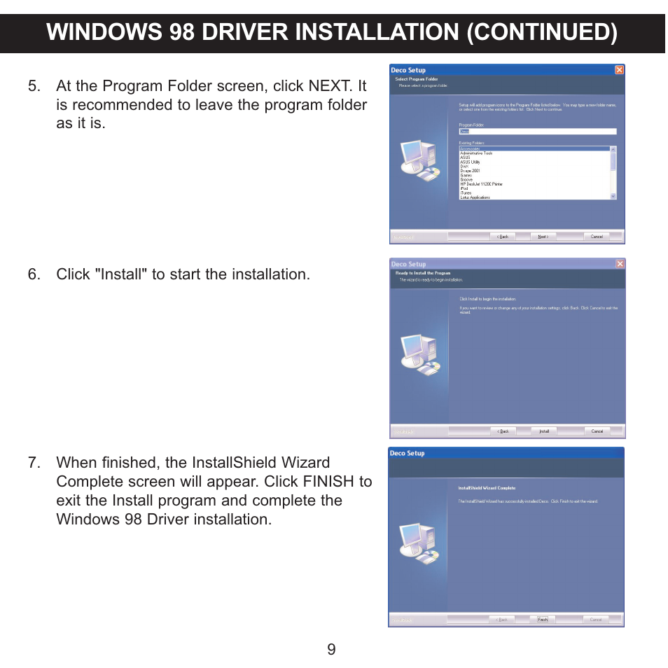 Windows 98 driver installation (continued) | Memorex MMP8565 User Manual | Page 10 / 36
