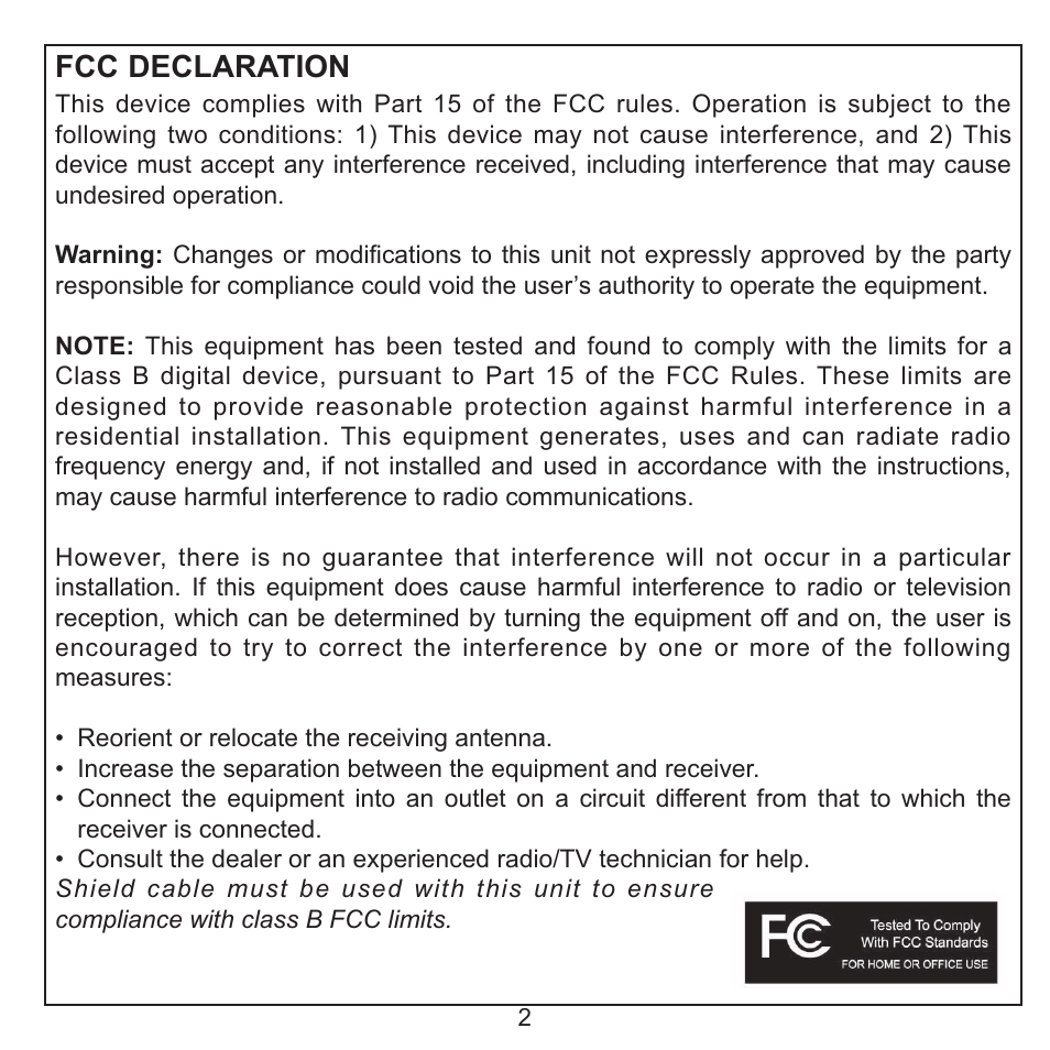 Fcc declaration | Memorex MMP8565 User Manual | Page 3 / 36