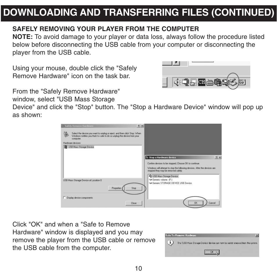 Downloading and transferring files (continued) | Memorex MMP8500 User Manual | Page 11 / 32