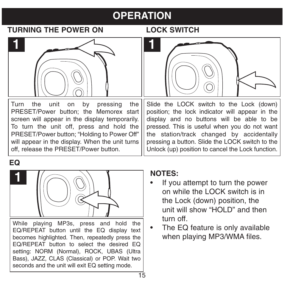 Operation | Memorex MMP8500 User Manual | Page 16 / 32